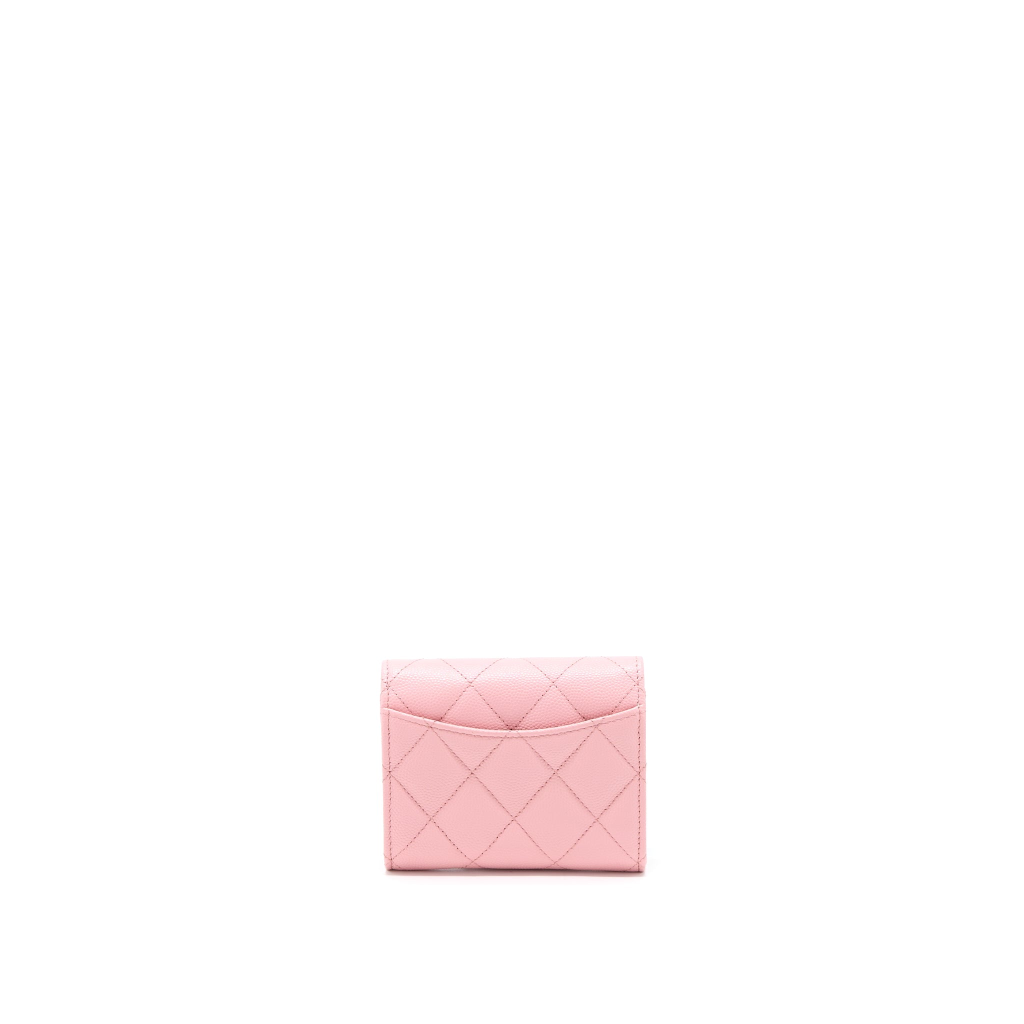 CHANEL 22C FLAP CARD HOLDER WITH CHAIN CAVIAR PINK LGHW