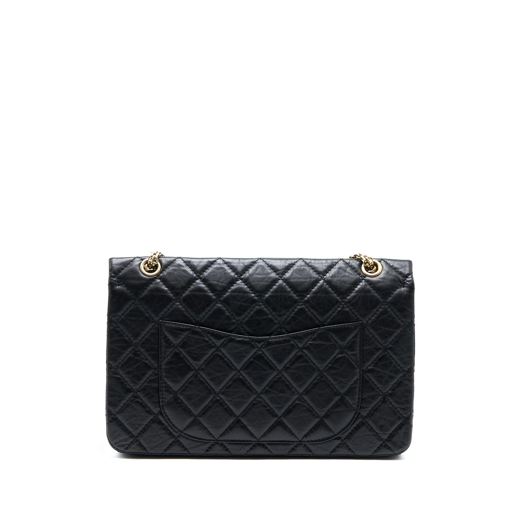 CHANEL 2.55 227 REISSUE FLAP BAG AGED CALFSKIN BLACK GHW
