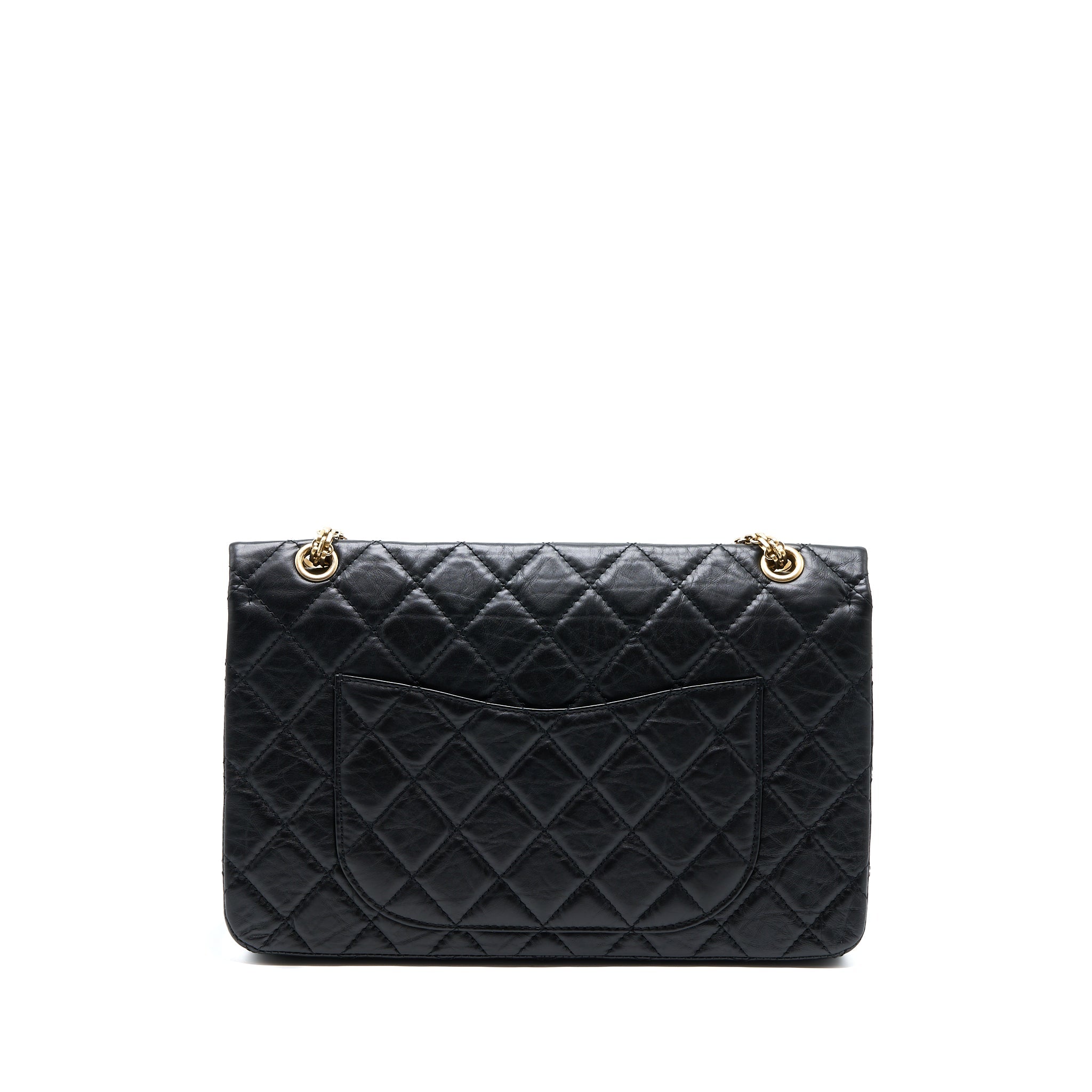 CHANEL 2.55 227 REISSUE FLAP BAG AGED CALFSKIN BLACK GHW