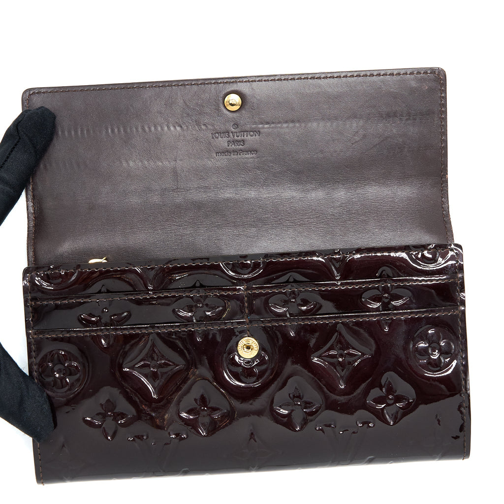 LOUIS VUITTON SARAH LONG WALLET VERNIS AMARANTE GHW