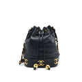 CHANEL VINTAGE CC LOGO PEARL CRUSH CAVIAR BUCKET BAG BLACK