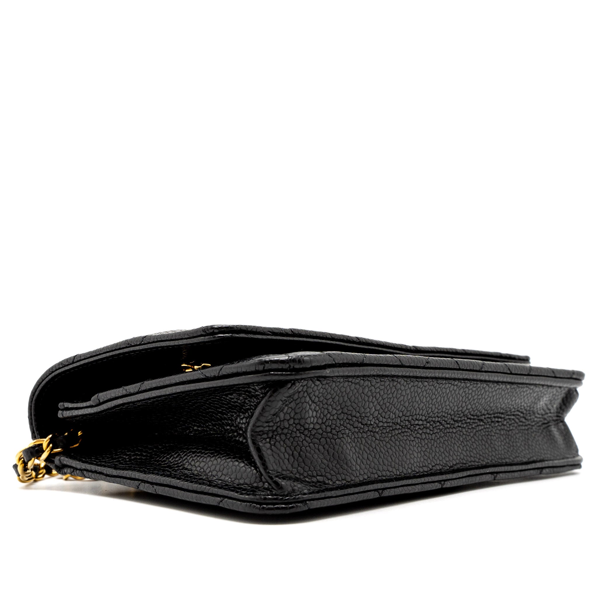 CHANEL CLASSIC WALLET ON CHAIN CAVIAR BLACK GHW (MICROCHIP)