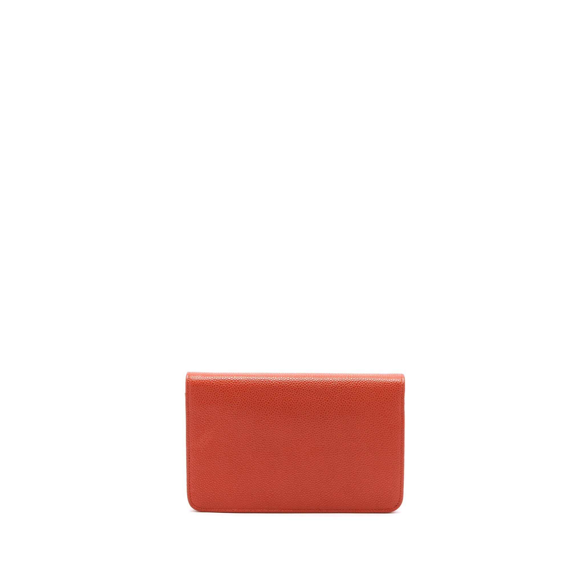 CHANEL WALLET ON CHAIN CAVIAR ORANGE RED SHW
