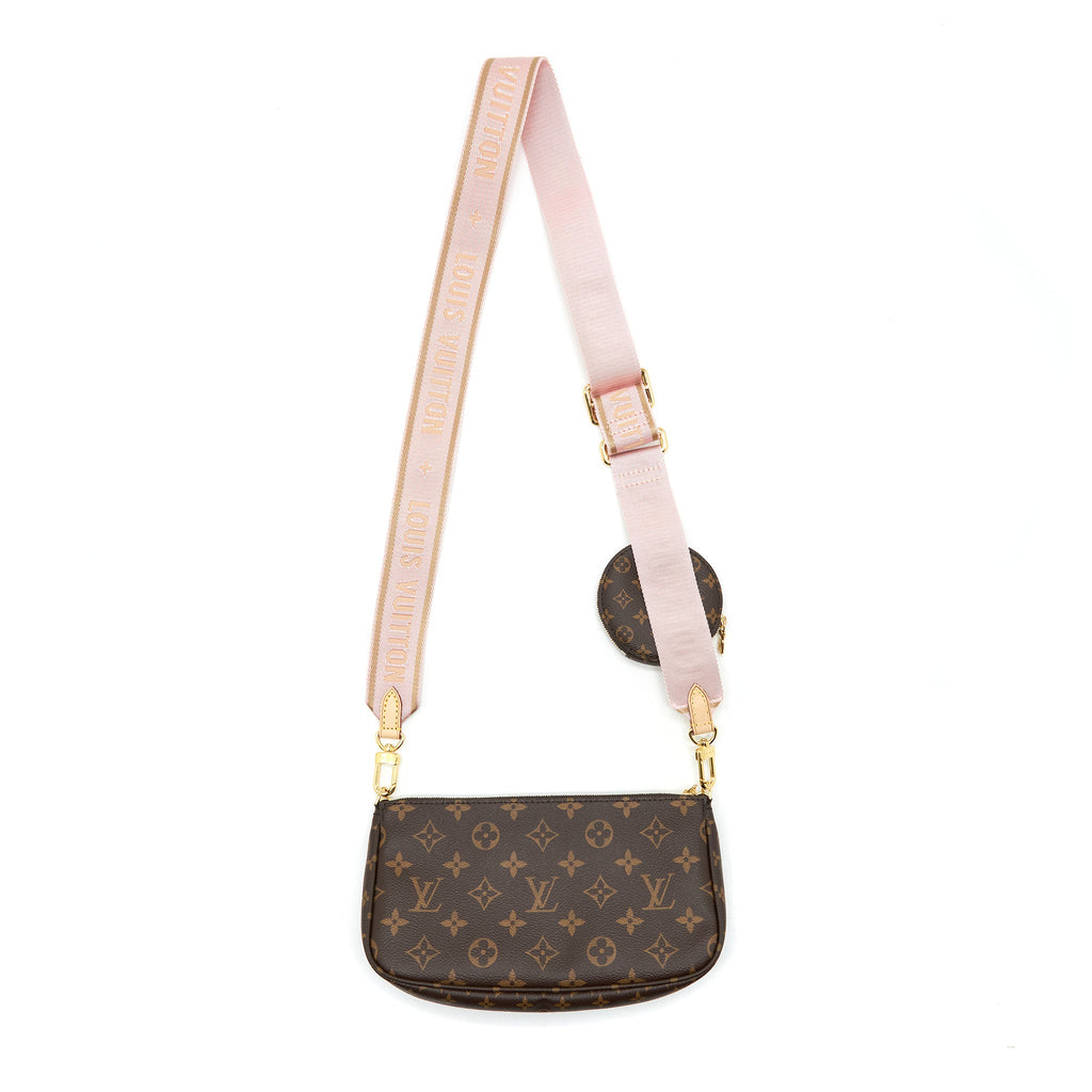 LOUIS VUITTON MULTI POCHETTE ACCESSORIES MONOGRAM CANVAS WITH ROSE CLAIR STRAP GHW