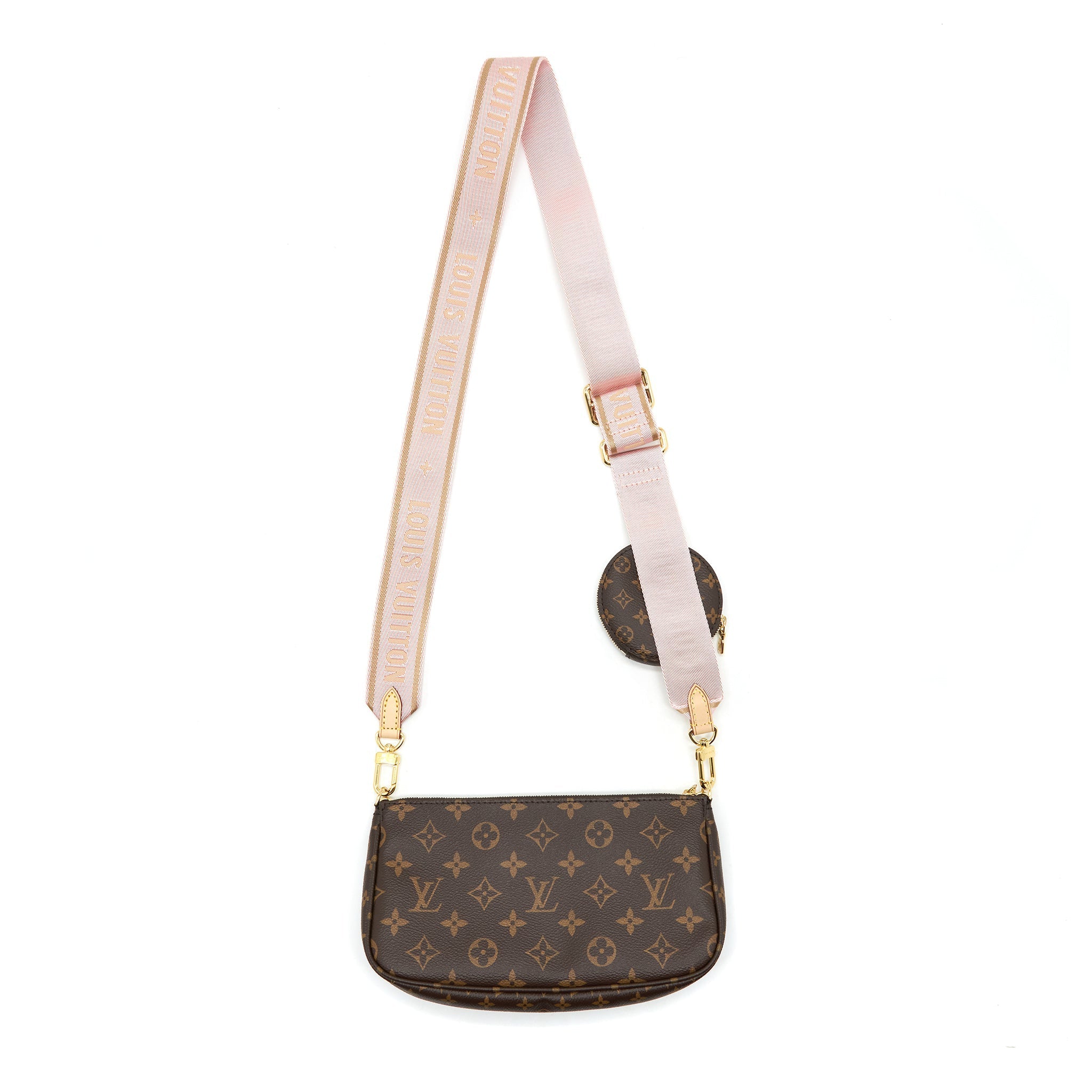 LOUIS VUITTON MULTI POCHETTE ACCESSORIES MONOGRAM CANVAS ROSE CLAIR GHW