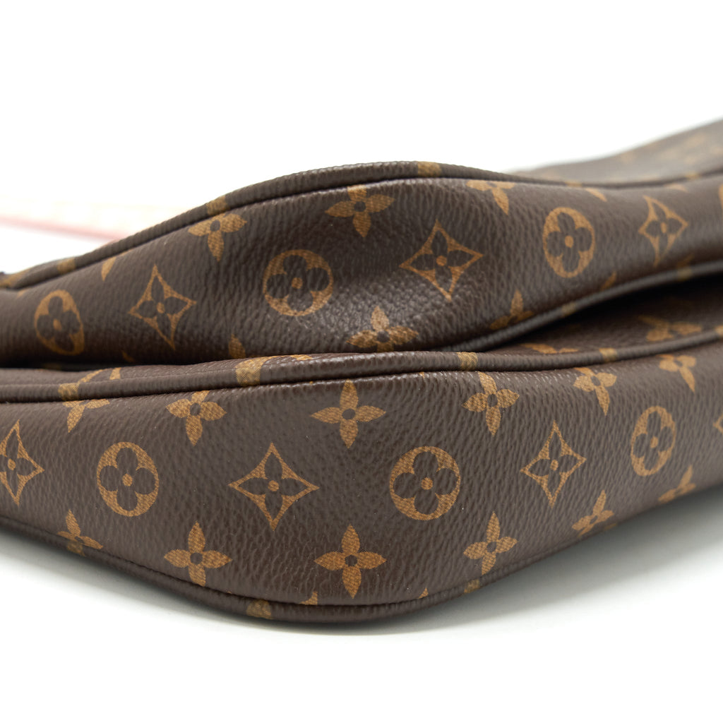 LOUIS VUITTON MULTI POCHETTE ACCESSORIES MONOGRAM CANVAS WITH ROSE CLAIR STRAP GHW