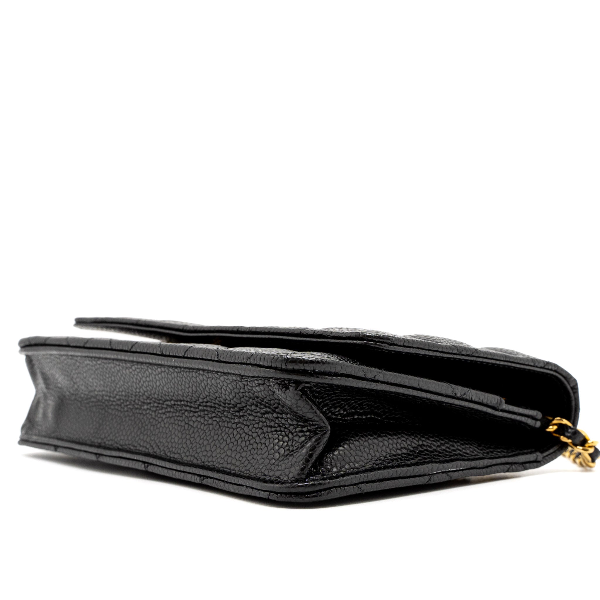 CHANEL CLASSIC WALLET ON CHAIN CAVIAR BLACK GHW (MICROCHIP)