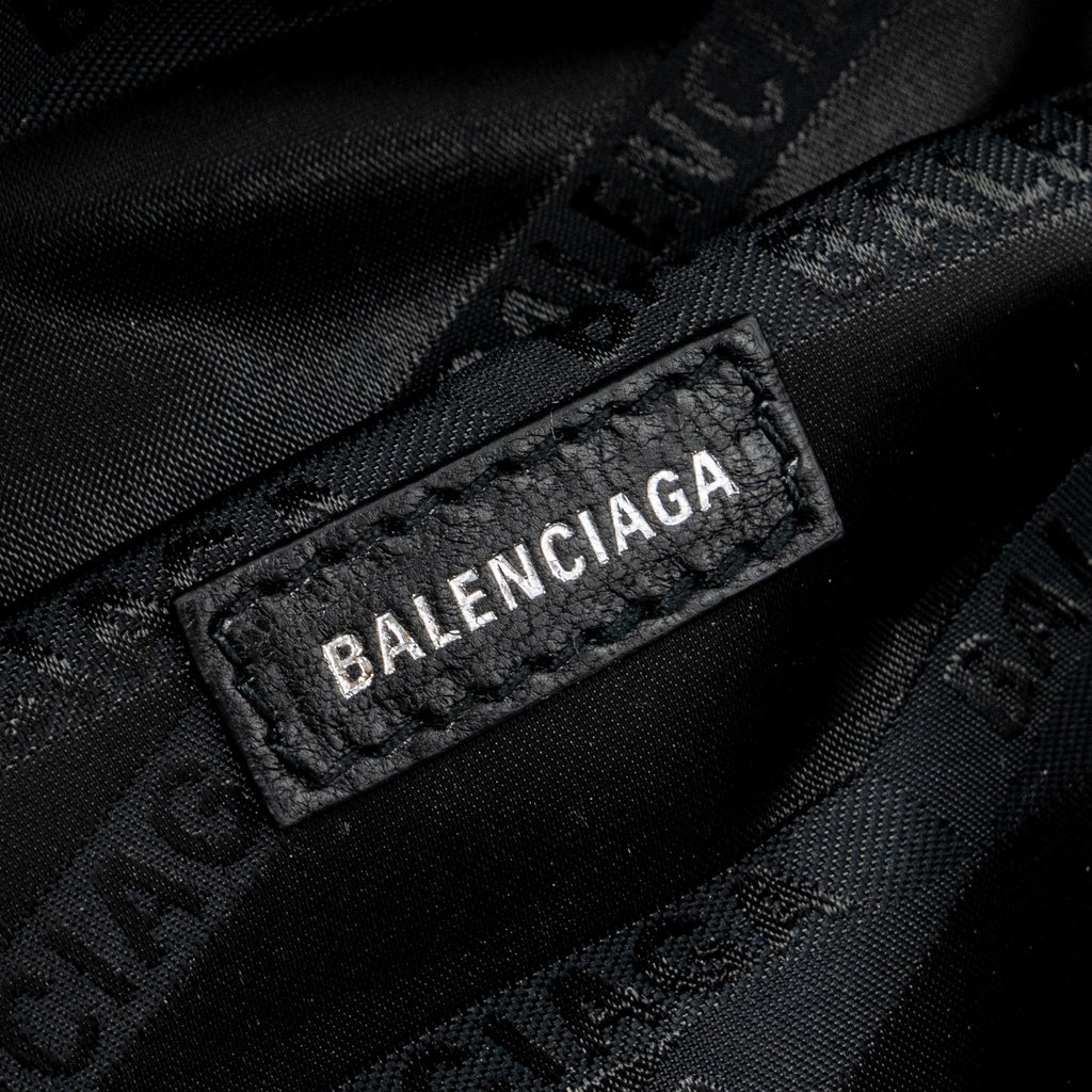 BALENCIAGA SOUVENIR BELT BAG CROC-EMBOSSED CALFSKIN BLACK GHW