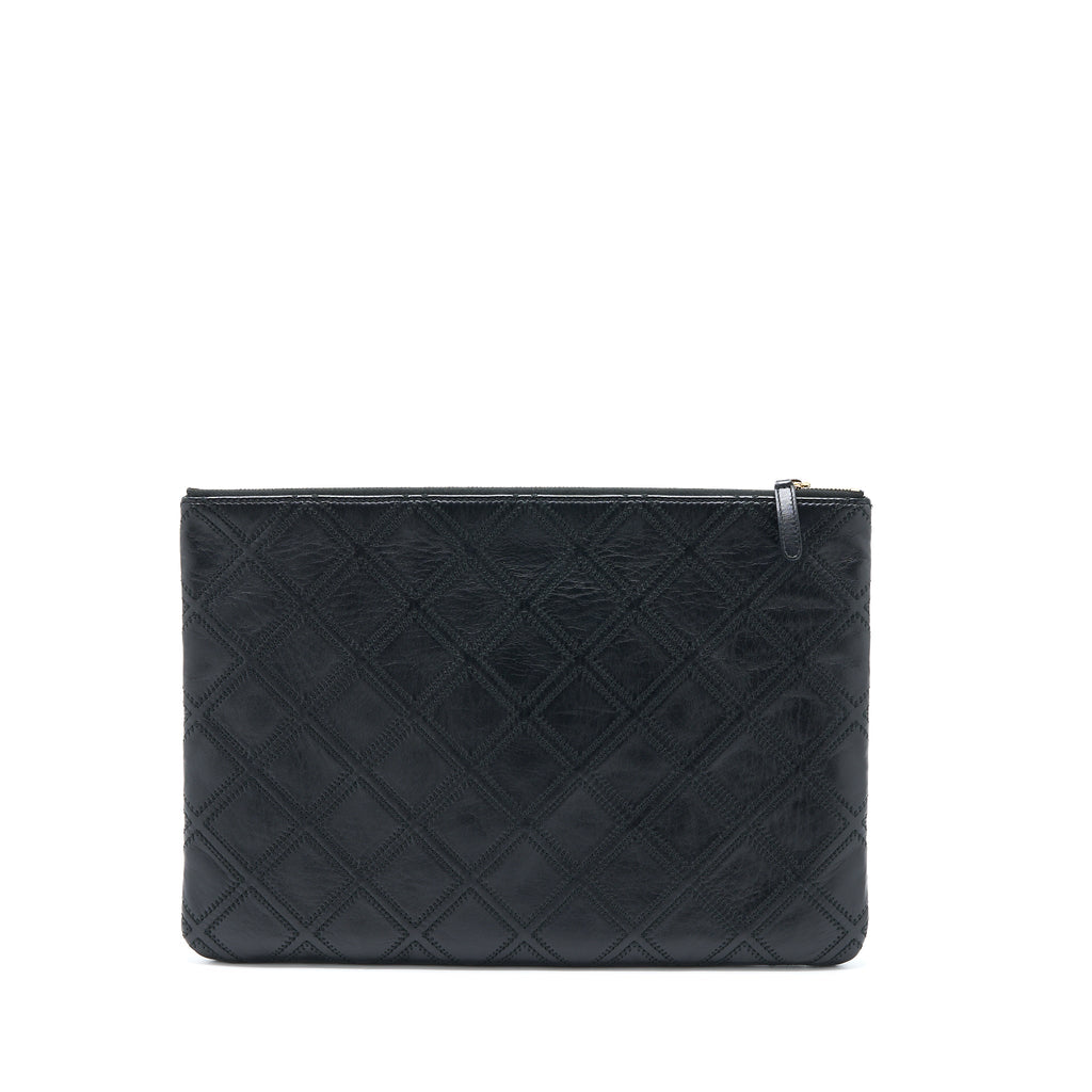 CHANEL QUILTED POUCH WITH TASSEL BLACK LGHW