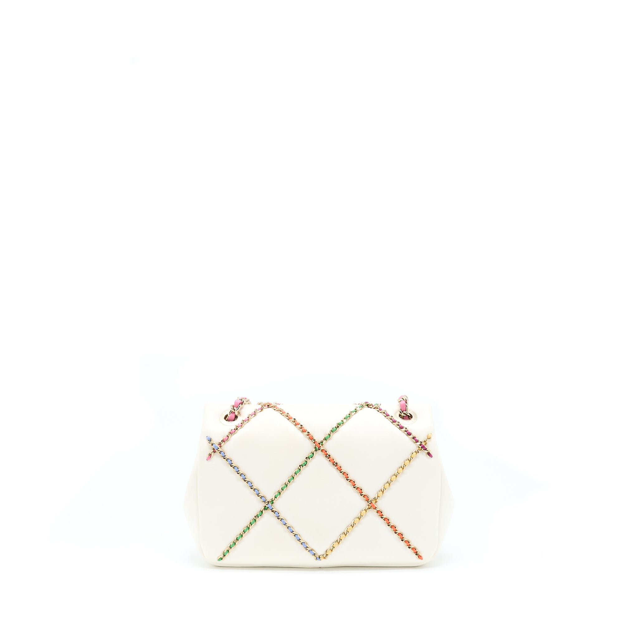 CHANEL SMALL FLAP BAG LAMBSKIN WHITE/MULTICOLOR LGHW