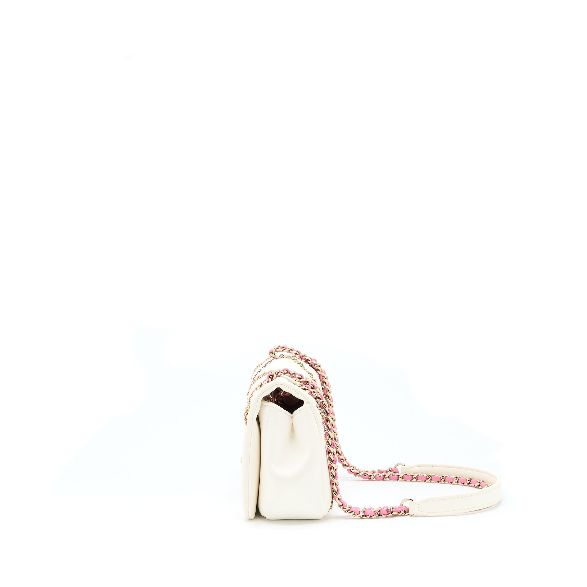 CHANEL SMALL FLAP BAG LAMBSKIN WHITE/MULTICOLOR LGHW