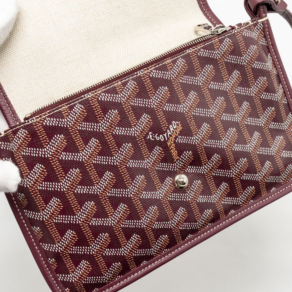 GOYARD PLUMET WALLET CLUTCH GOYARDINE CANVAS/LEATHER BURGUNDY SHW
