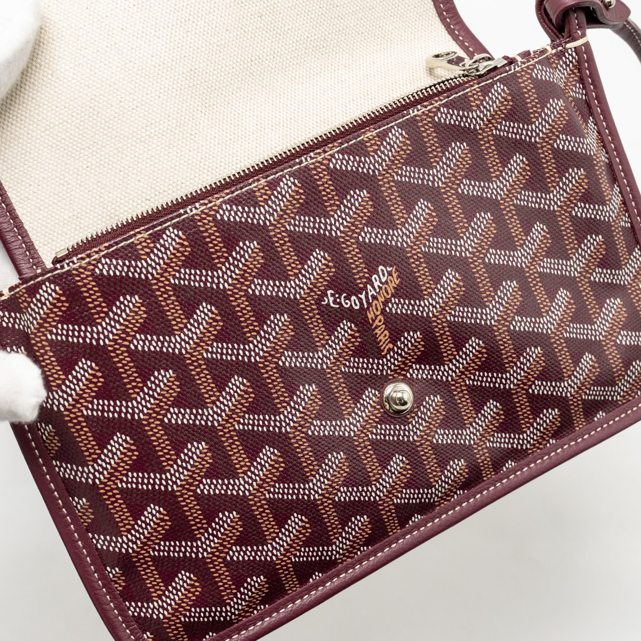 GOYARD PLUMET WALLET CLUTCH GOYARDINE CANVAS/LEATHER BURGUNDY SHW