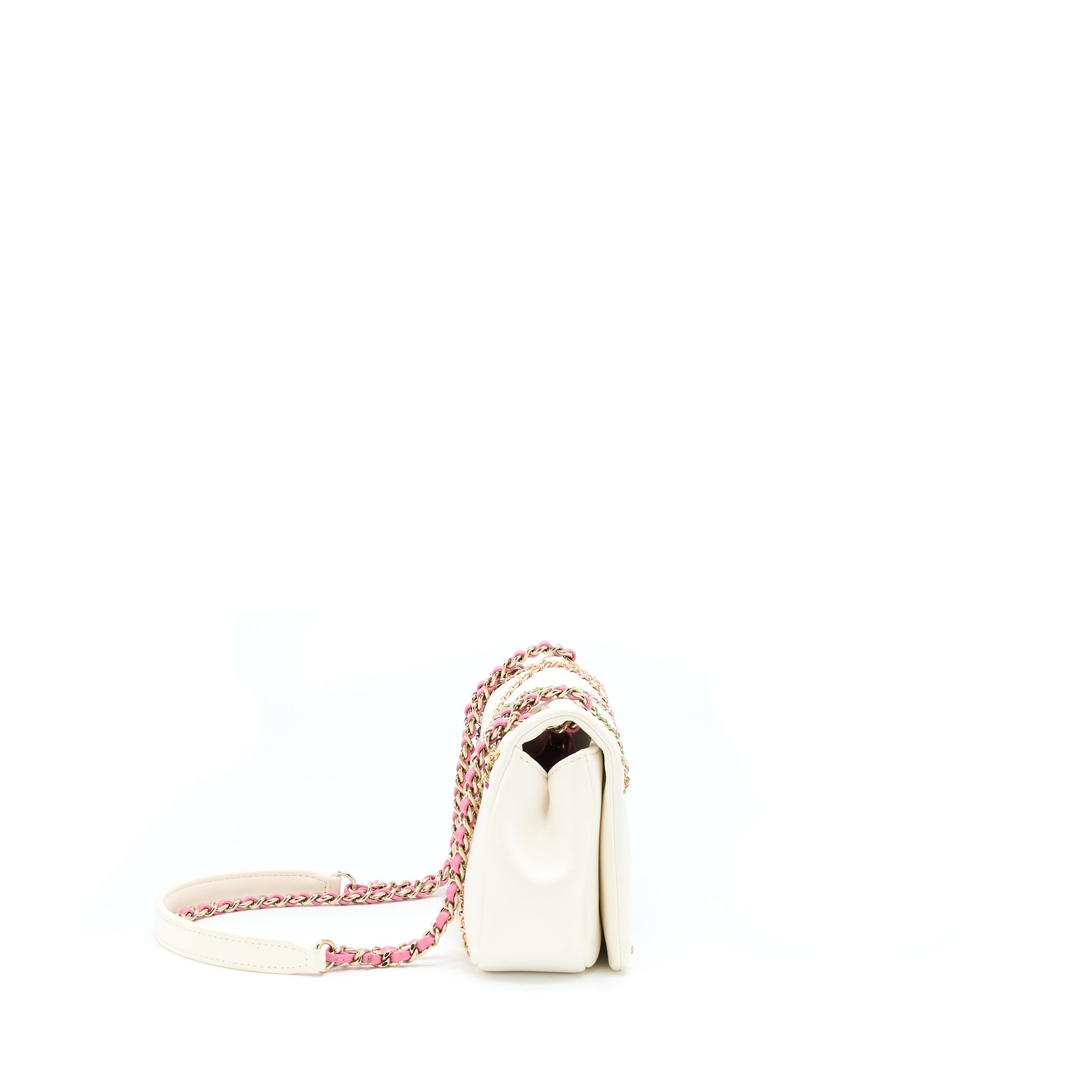 CHANEL SMALL FLAP BAG LAMBSKIN WHITE/MULTICOLOR LGHW