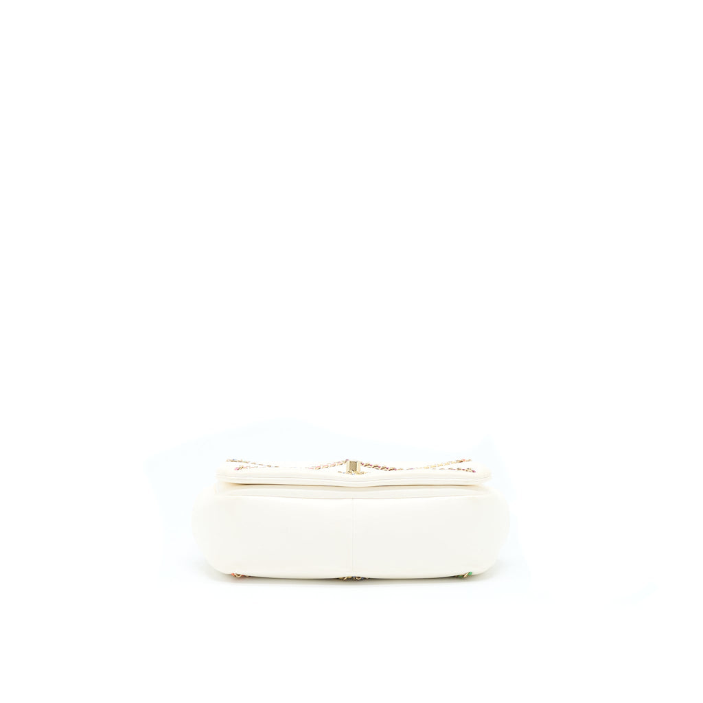 CHANEL SMALL FLAP BAG LAMBSKIN WHITE/MULTICOLOR LGHW