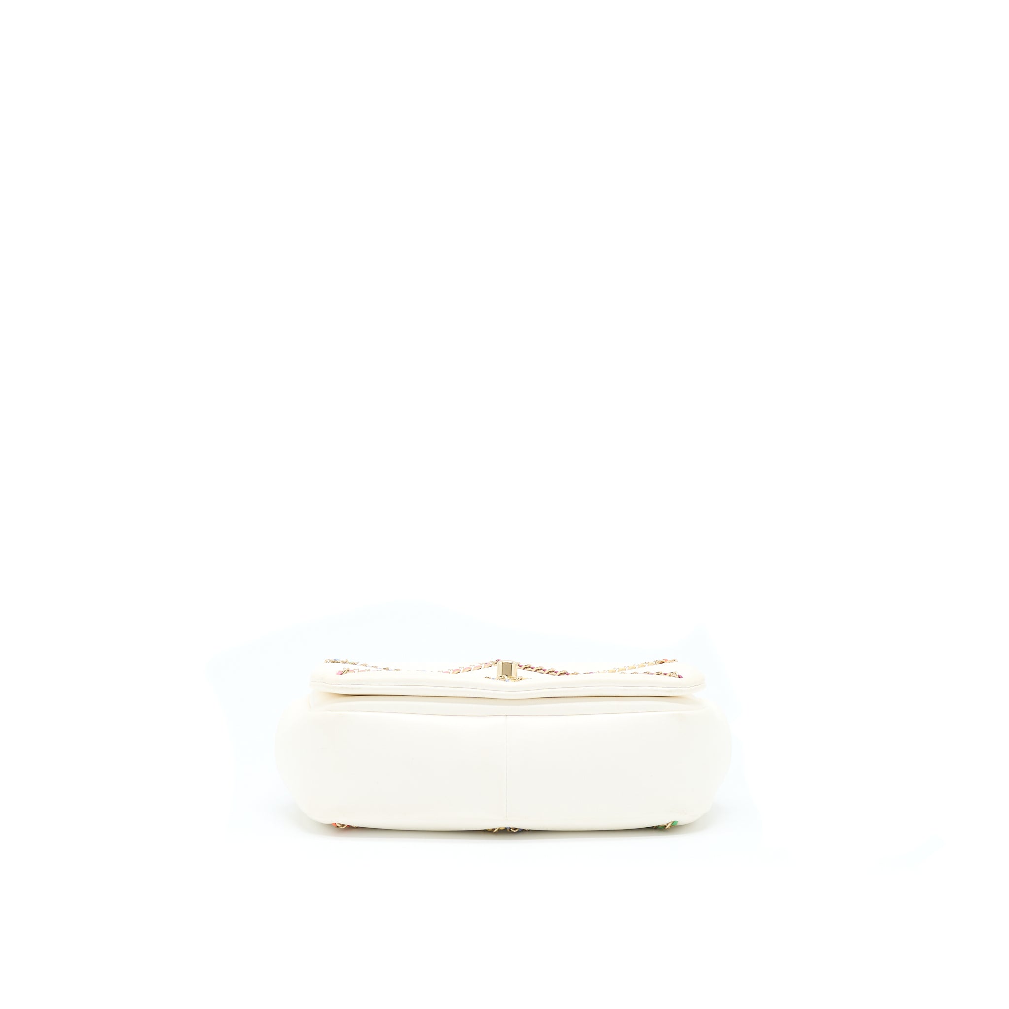 CHANEL SMALL FLAP BAG LAMBSKIN WHITE/MULTICOLOR LGHW