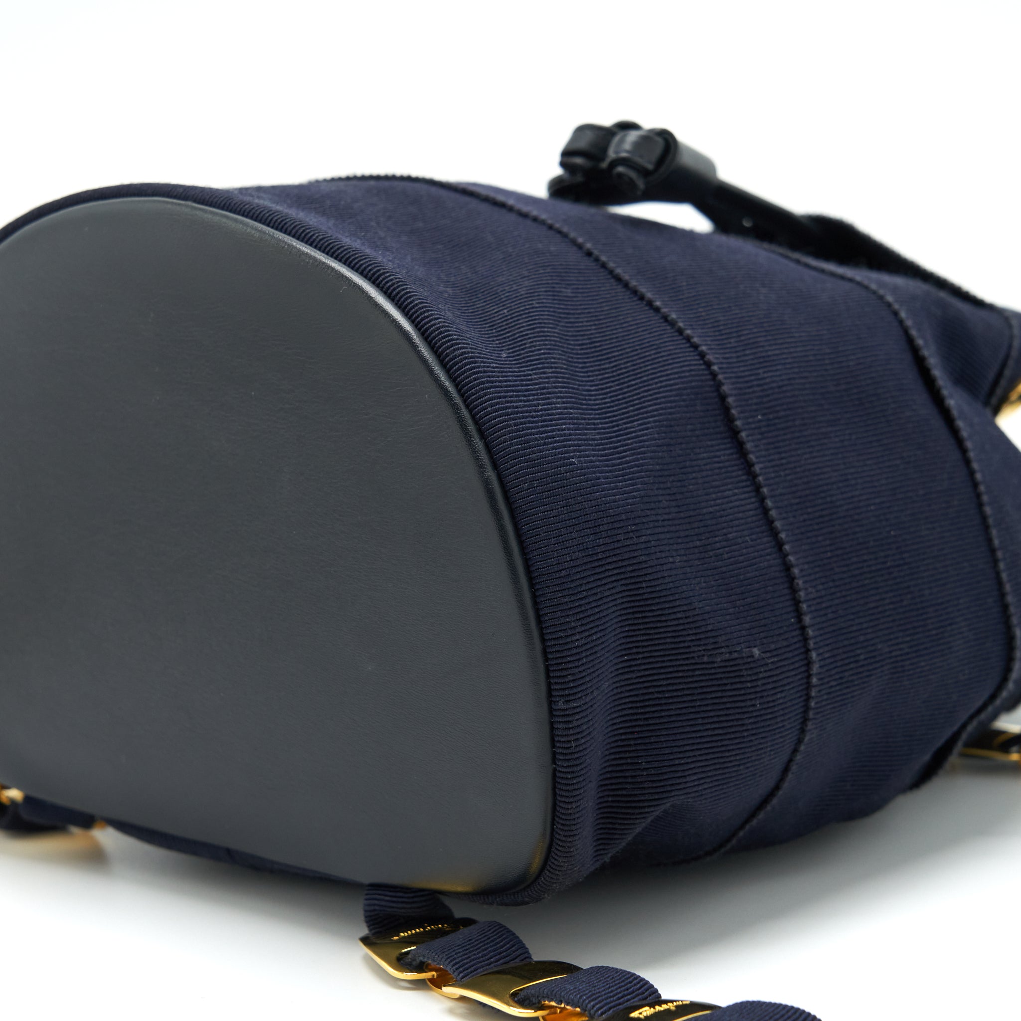 SALVATORE FERRAGAMO VINTAGE MINI BACKPACK BLACK FABRIC/NYLON GHW