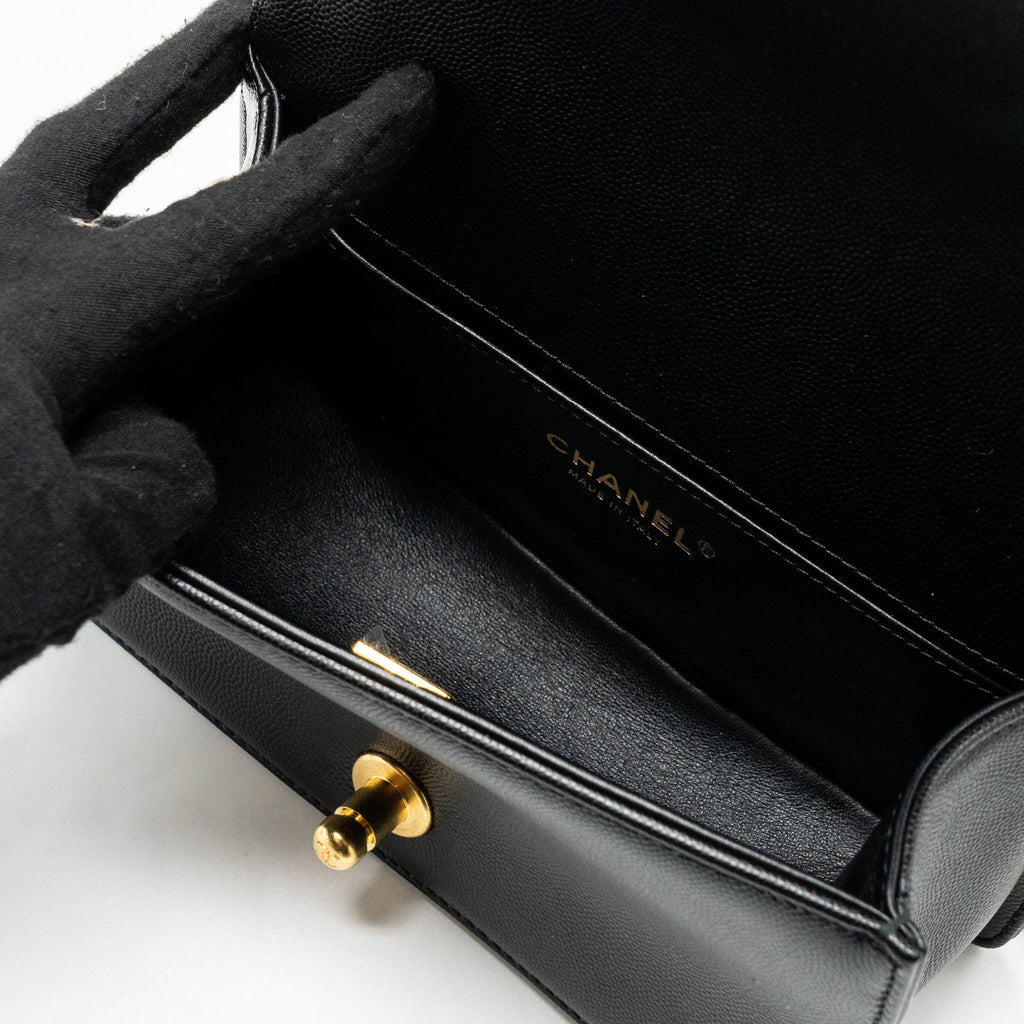 CHANEL SMALL BOY BAG CAVIAR BLACK GHW (MICROCHIP)