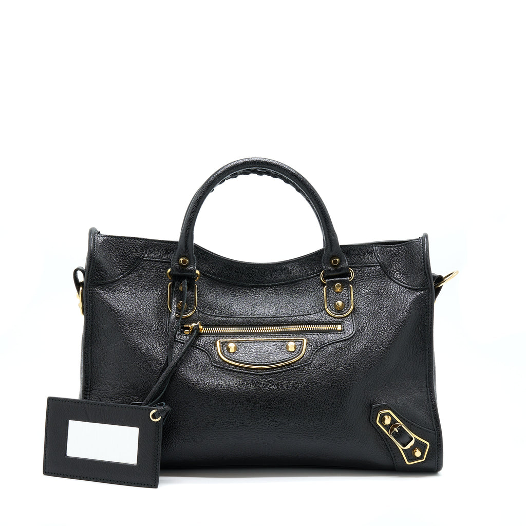 BALENCIAGA EDGED CITY BAG GOATSKIN BLACK GHW