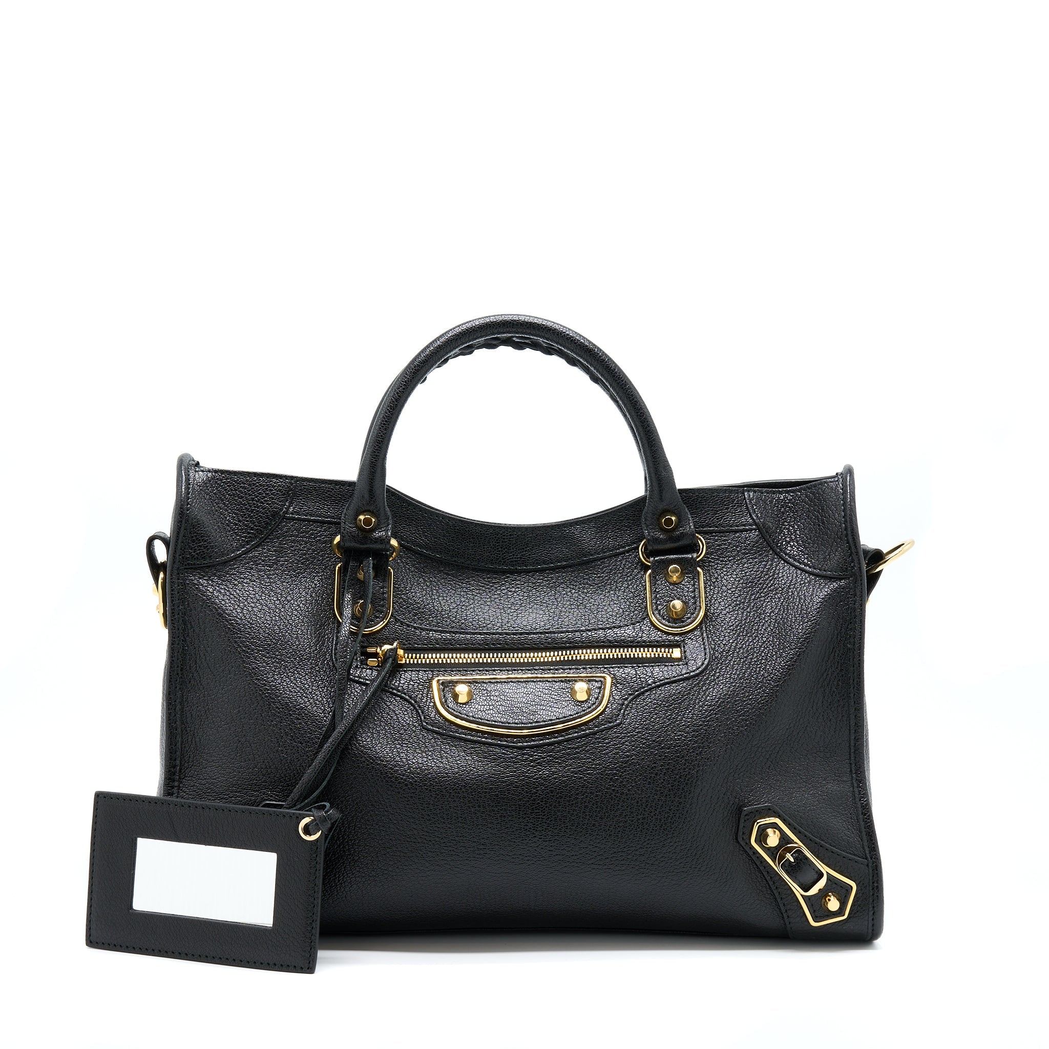 BALENCIAGA EDGED CITY BAG GOATSKIN BLACK GHW
