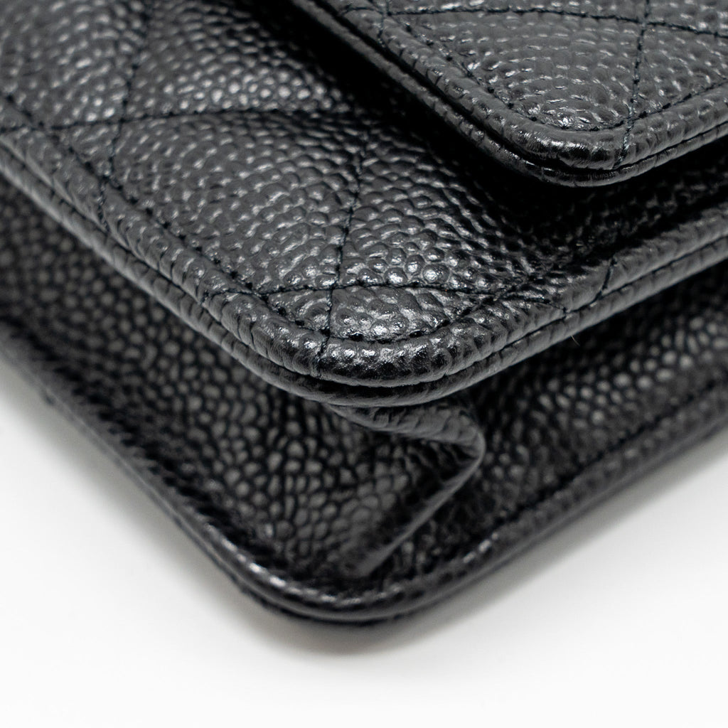 CHANEL CLASSIC WALLET ON CHAIN CAVIAR BLACK GHW (MICROCHIP)