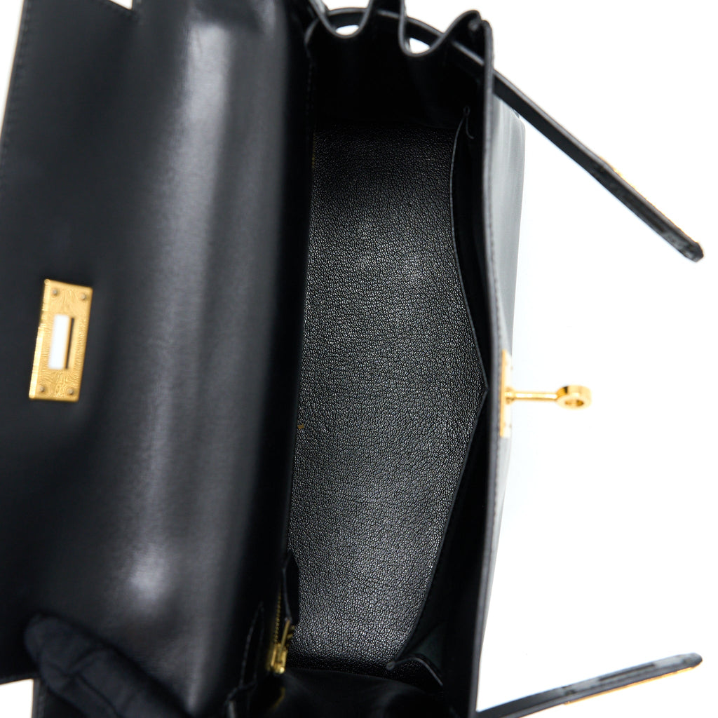 HERMES VINTAGE KELLY 28 BOX BLACK GHW
