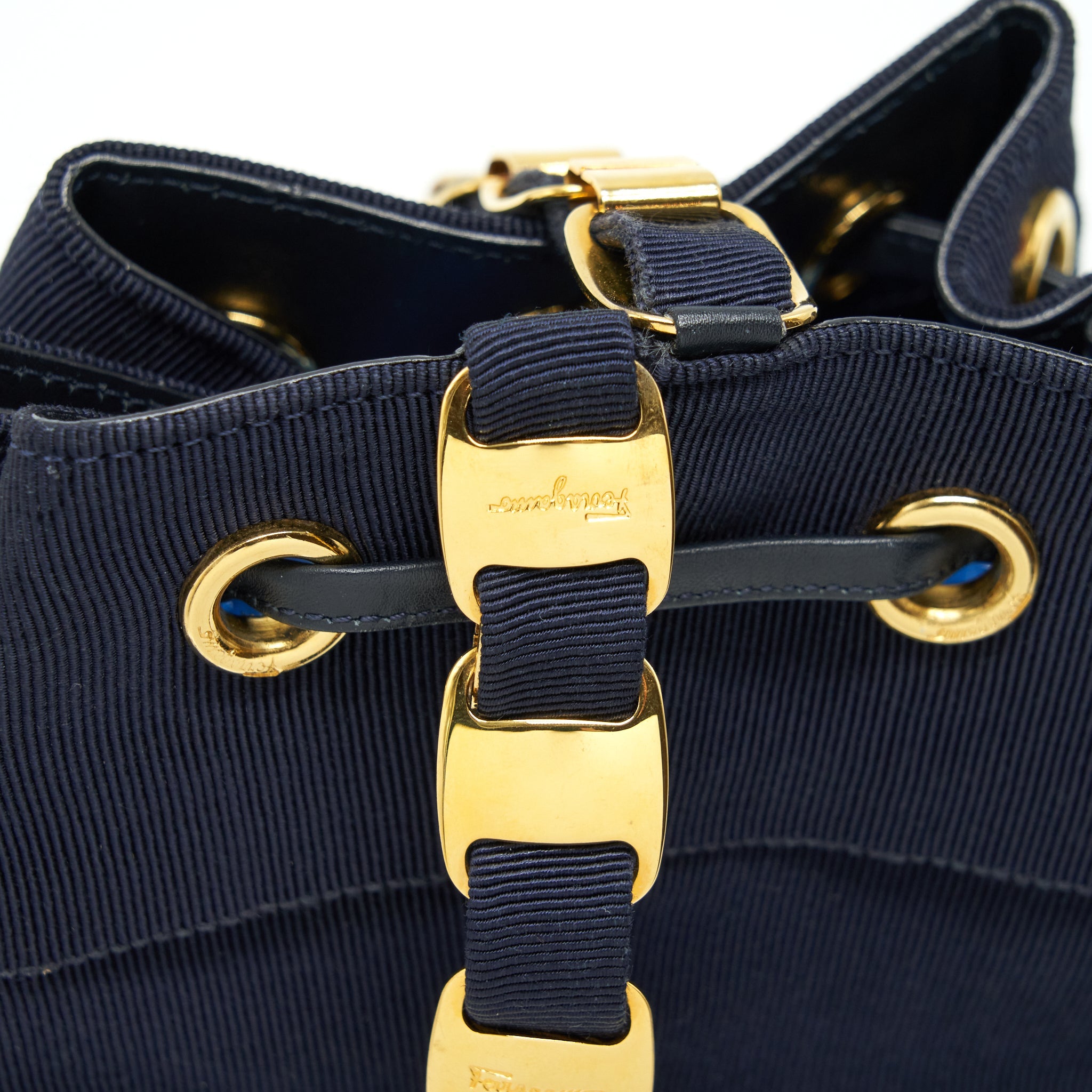 SALVATORE FERRAGAMO VINTAGE MINI BACKPACK BLACK FABRIC/NYLON GHW