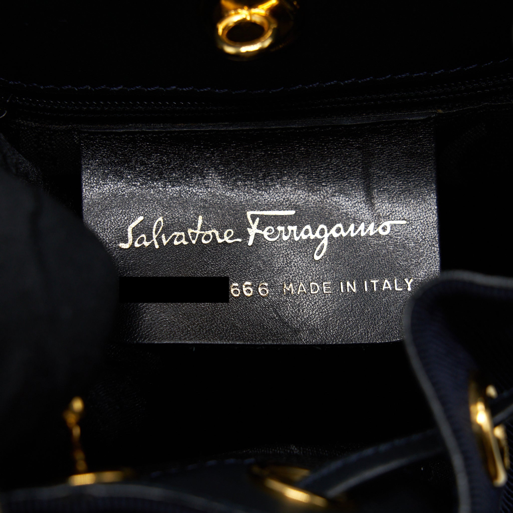 SALVATORE FERRAGAMO VINTAGE MINI BACKPACK BLACK FABRIC/NYLON GHW