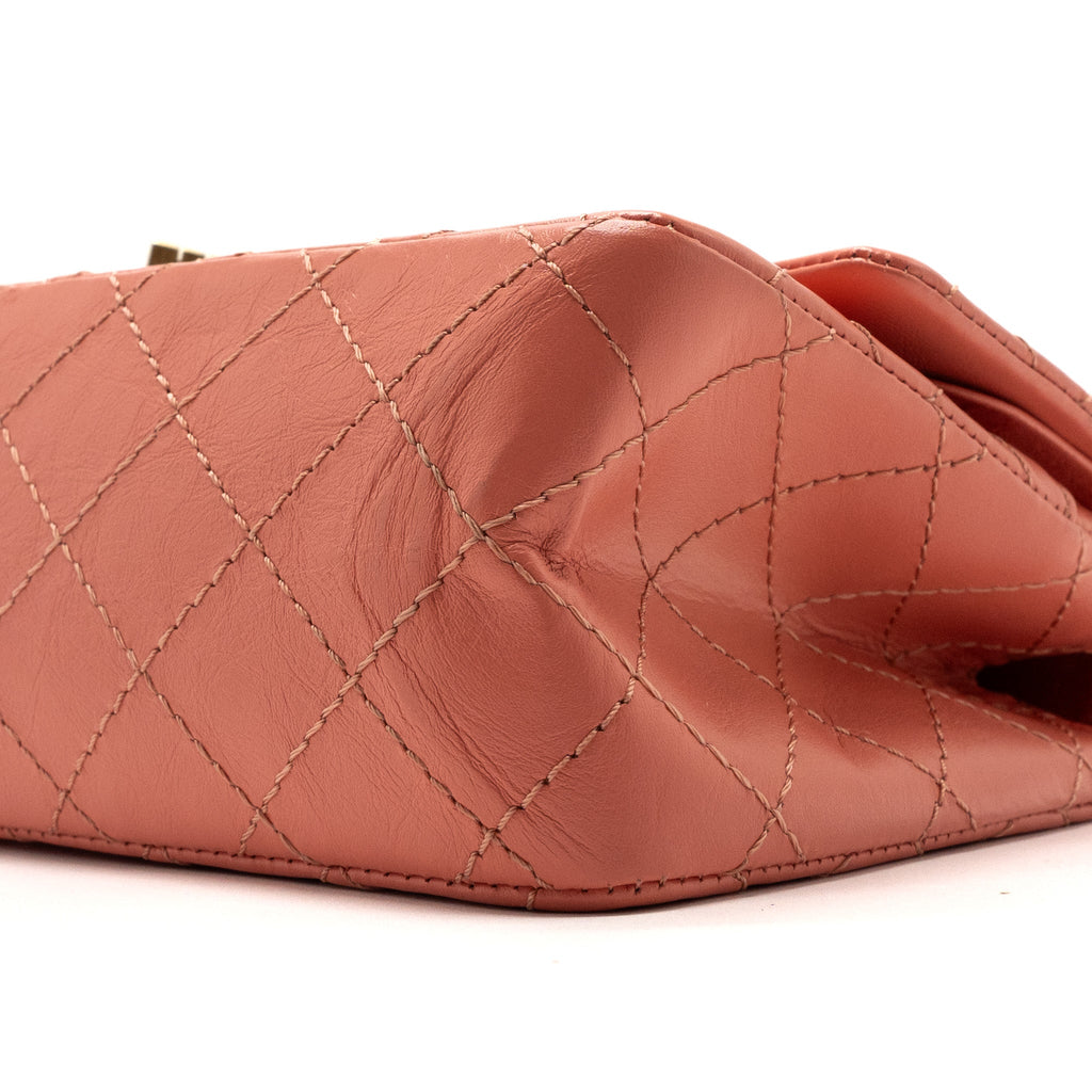 CHANEL SMALL 2.55 REISSUE FLAP BAG AGED CALFSKIN LIGHT PINK GHW