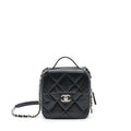 CHANEL QUILTED VERTICAL TOP HANDLE BAG CALFSKIN BLACK SHW