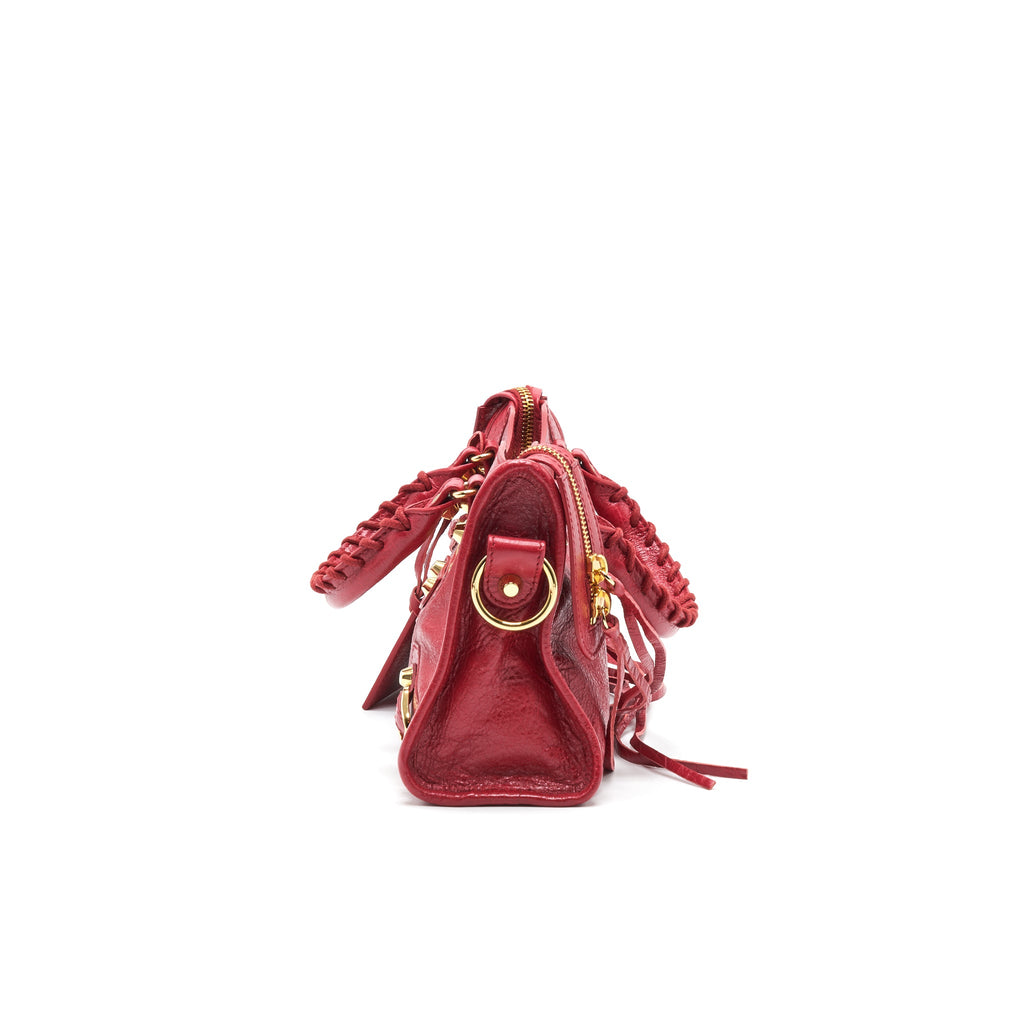 BALENCIAGA MINI CITY BAG RED WITH GHW