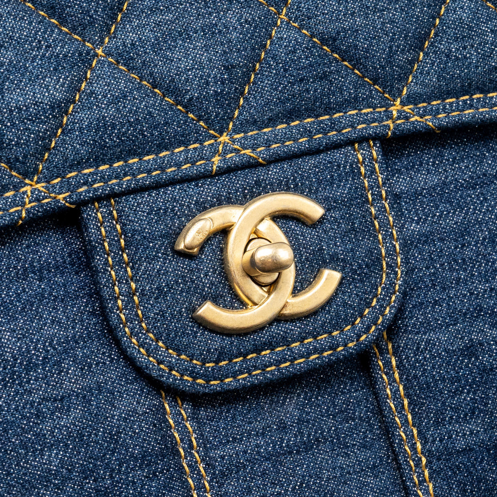 CHANEL 23S FLAP BACKPACK DENIM BLUE GHW (MICROCHIP)
