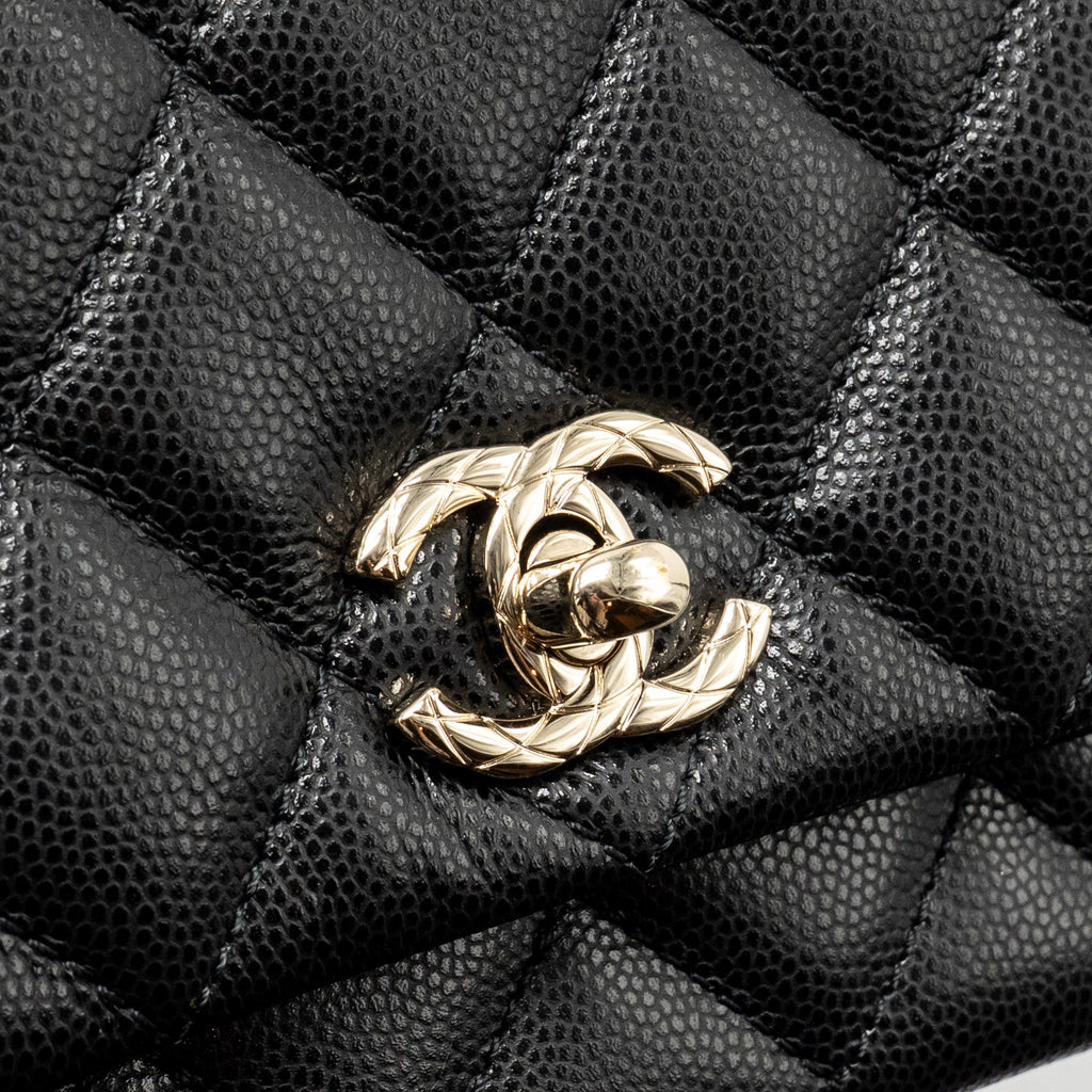 CHANEL 25S MINI COCO CRUSH HANDLE BAG CAVIAR BLACK LGHW (MICROCHIP)