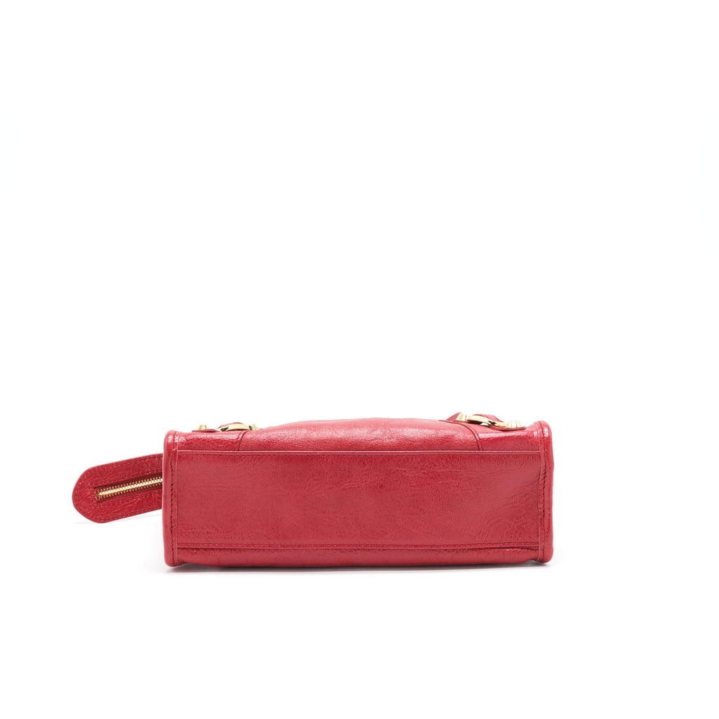 BALENCIAGA MINI CITY BAG RED WITH GHW