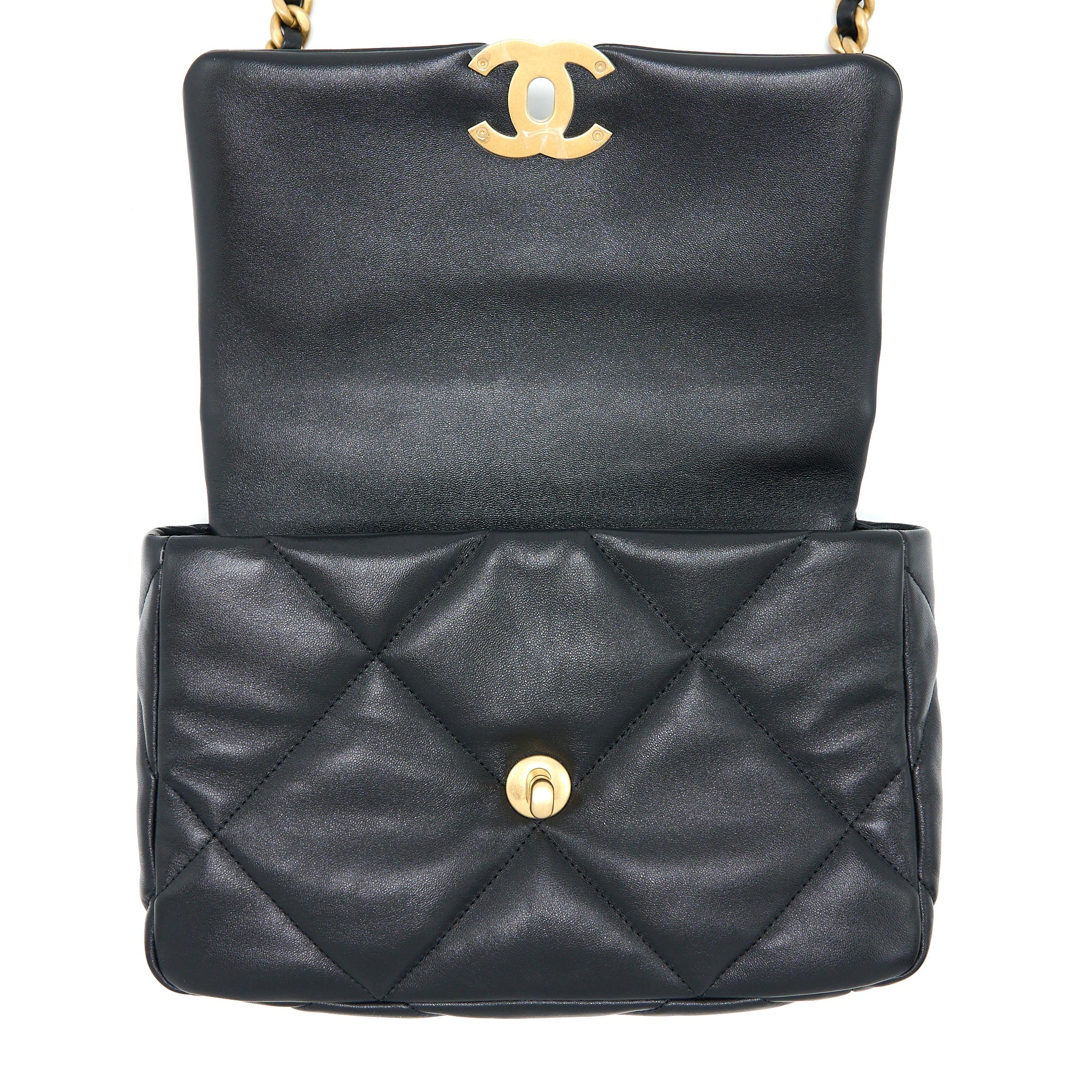 CHANEL SMALL 19 BAG LAMBSKIN BLACK MULTICOLOUR HARDWARE (MICROCHIP)
