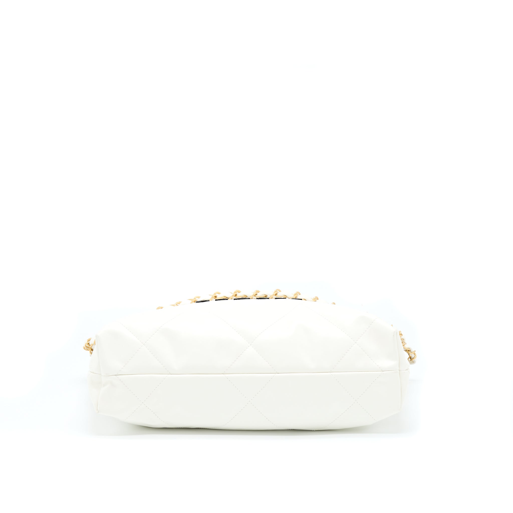 CHANEL SMALL 22 BAG SHINY CALFSKIN WHITE GHW (MICROCHIP)