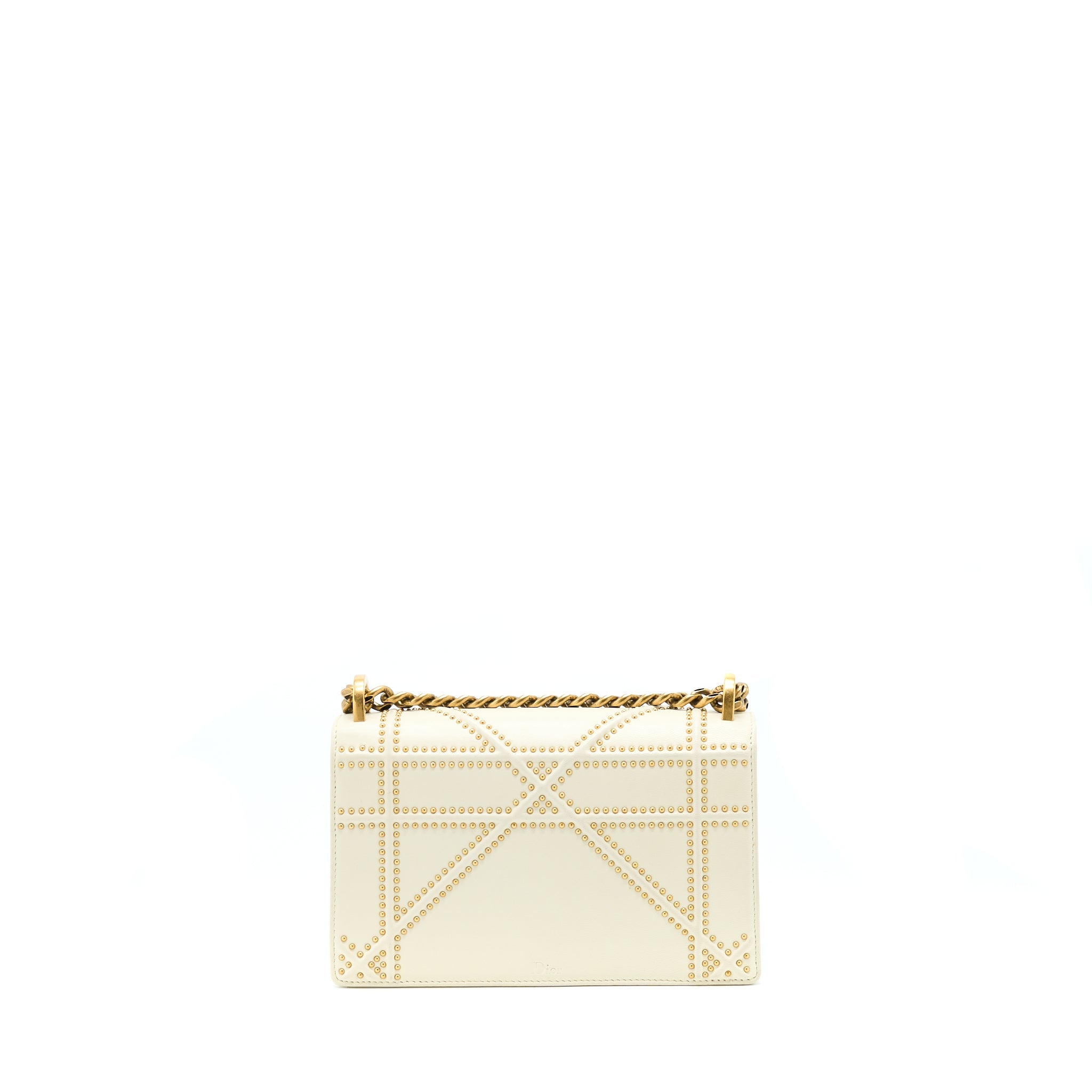 DIOR SMALL DIORAMA ROCKSTUD CROSSBODY BAG LAMBSKIN WHITE GHW