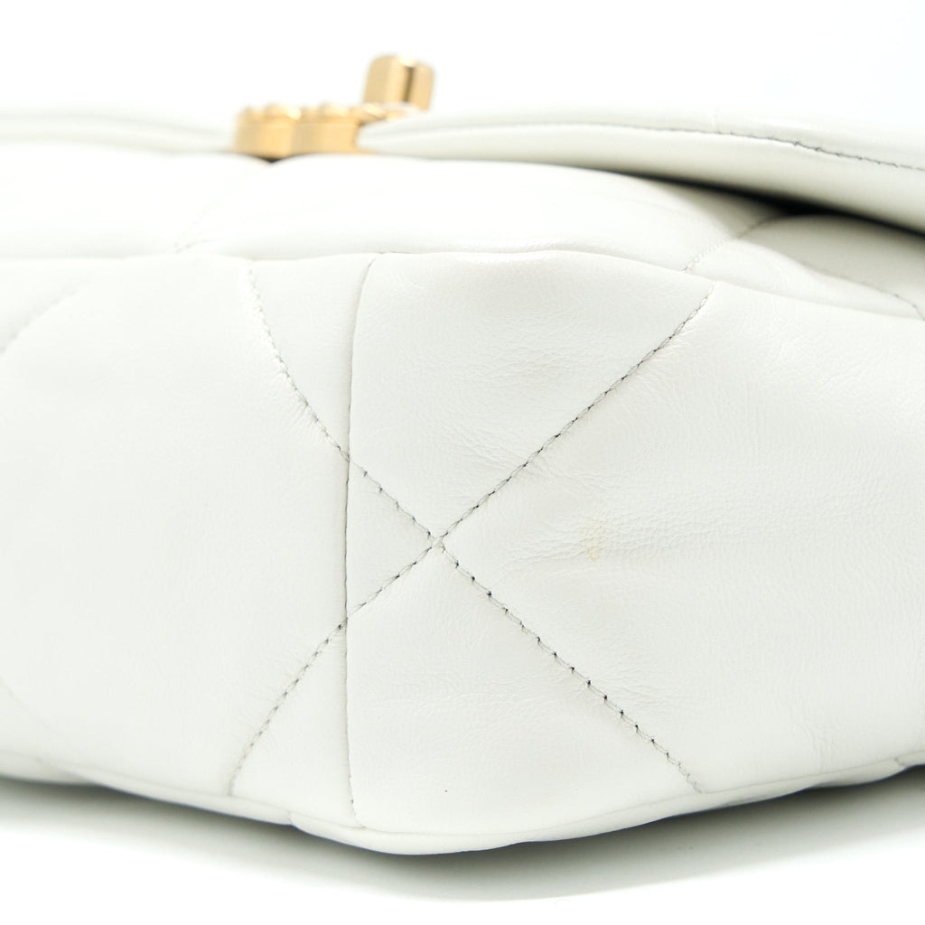 CHANEL SMALL 19 BAG GOATSKIN WHITE MULTICOLOUR HARDWARE