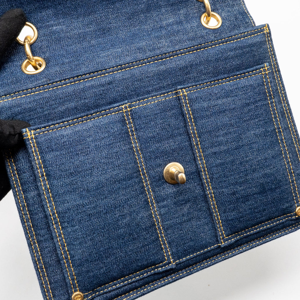 CHANEL 23S FLAP BACKPACK DENIM BLUE GHW (MICROCHIP)