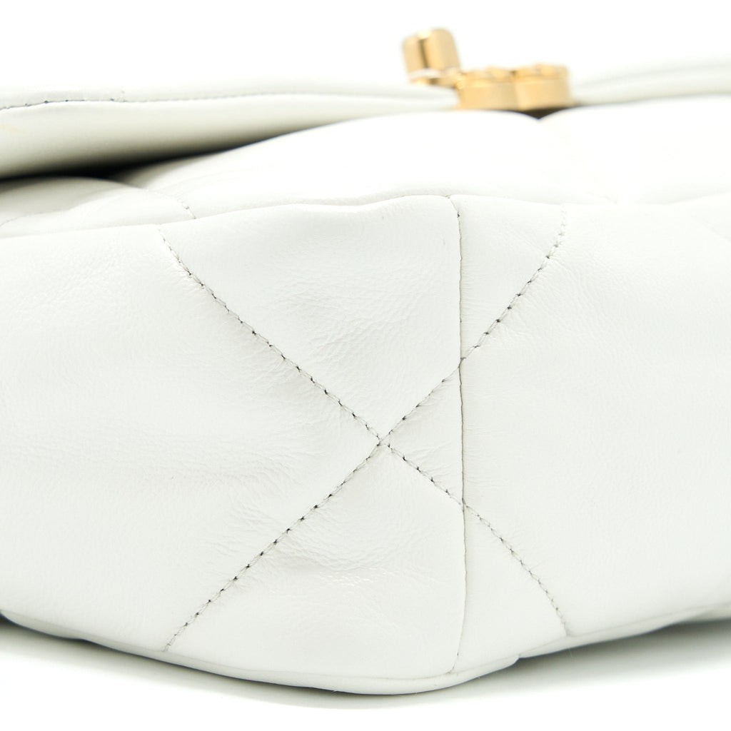 CHANEL SMALL 19 BAG GOATSKIN WHITE MULTICOLOUR HARDWARE