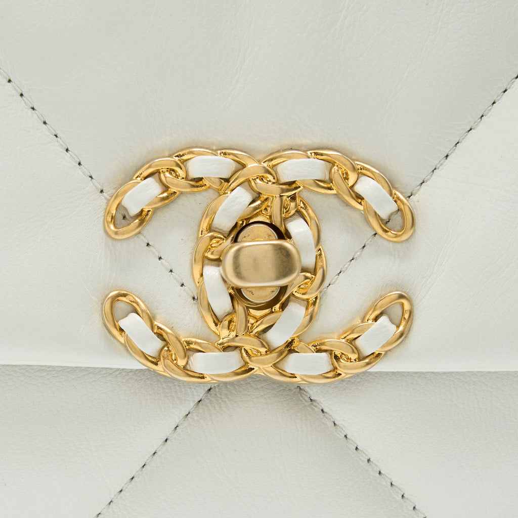 CHANEL SMALL 19 BAG GOATSKIN WHITE MULTICOLOUR HARDWARE