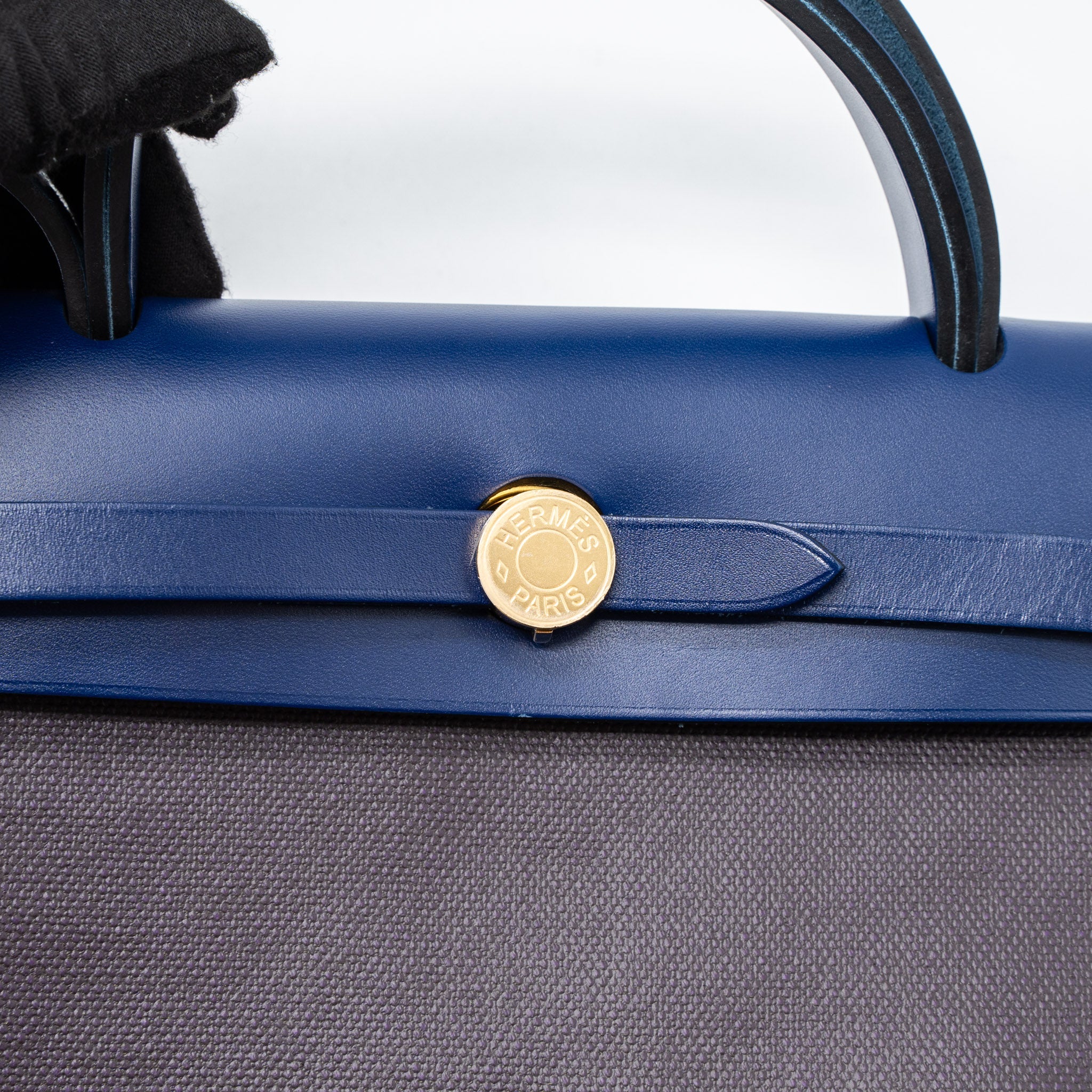 HERMES HERBAG ZIP 31 BAG TOILE H BERLINE CANVAS/VACHE HUNTER CASSIS/BLACK/BLUE SAPHIR GHW