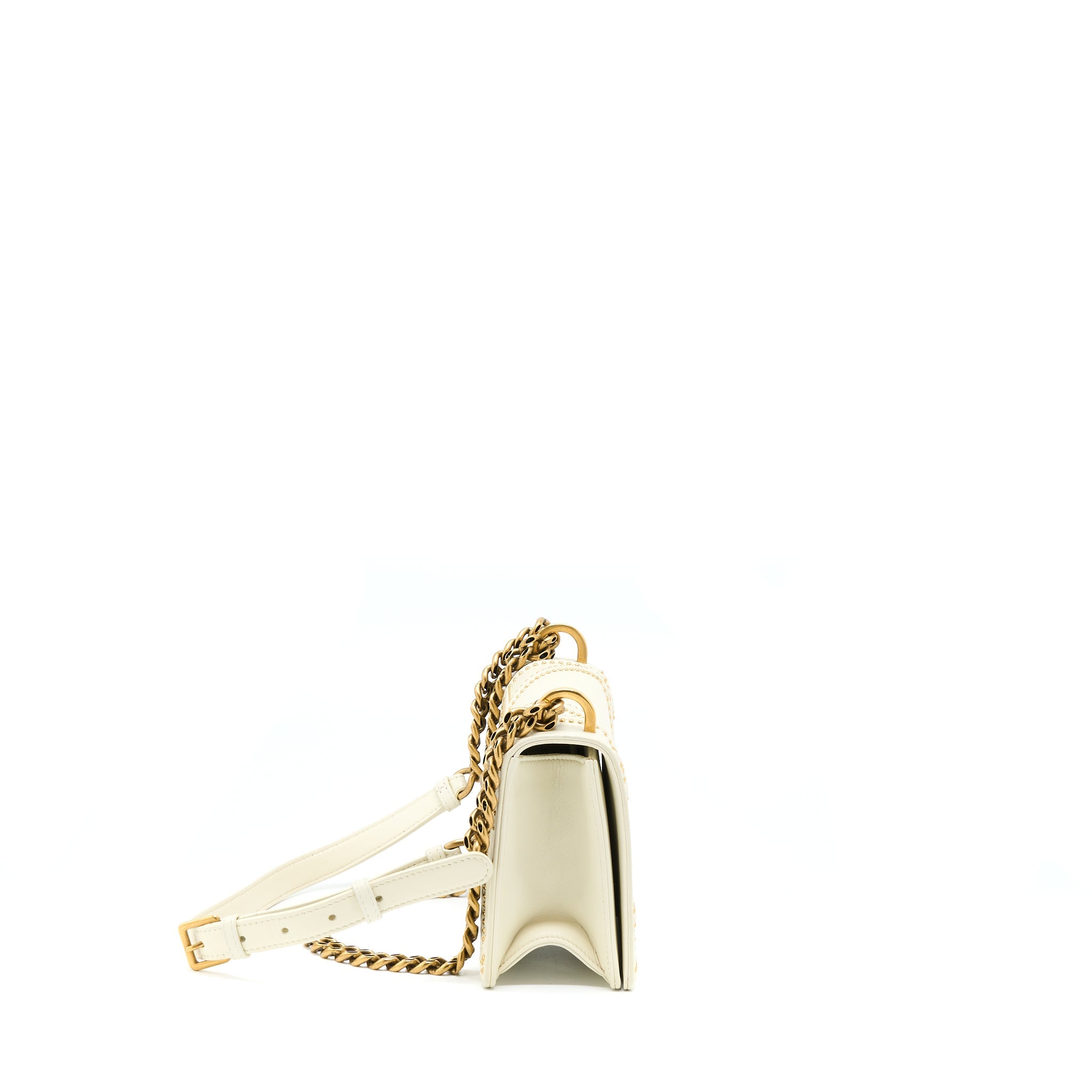 DIOR SMALL DIORAMA ROCKSTUD CROSSBODY BAG LAMBSKIN WHITE GHW