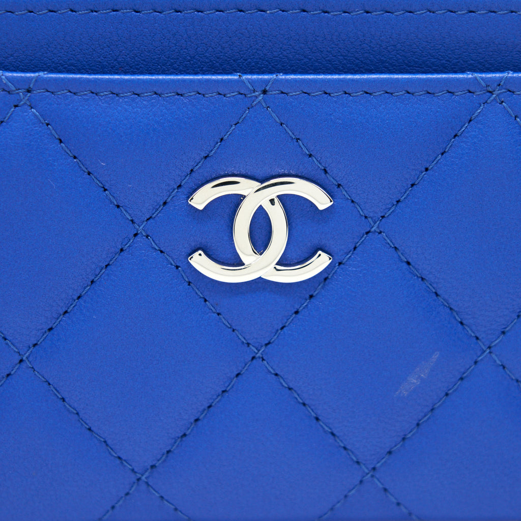 CHANEL CLASSIC CC CARD HOLDER LAMBSKIN BLUE SHW