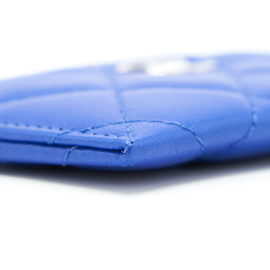 CHANEL CLASSIC CC CARD HOLDER LAMBSKIN BLUE SHW