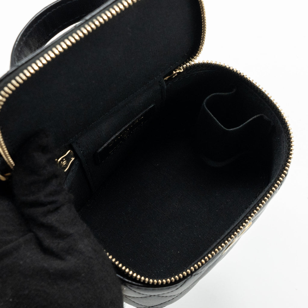 CHANEL TOP HANDLE MINI VANITY LAMBSKIN BLACK GHW