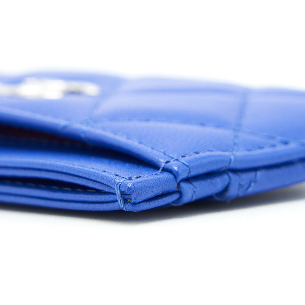 CHANEL CLASSIC CC CARD HOLDER LAMBSKIN BLUE SHW