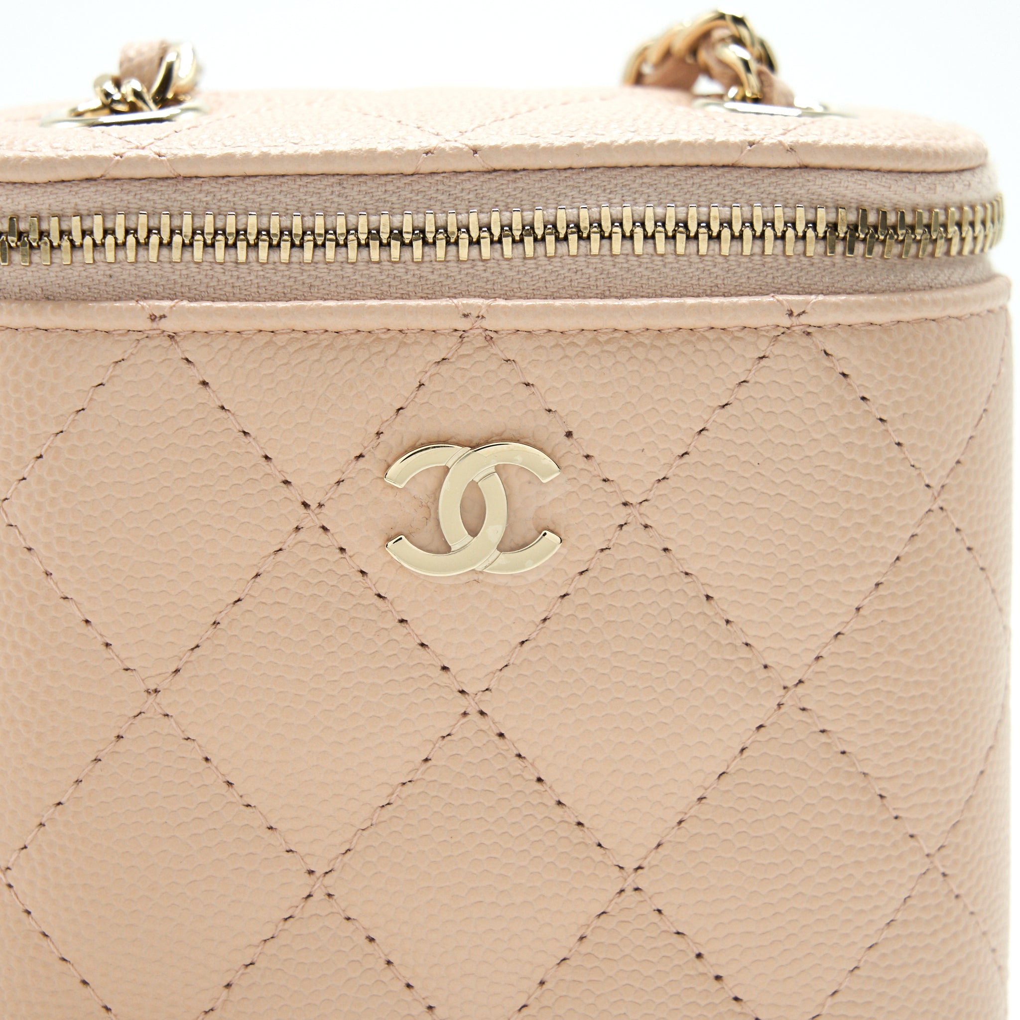 CHANEL 22C VERTICAL VANITY WITH CHAIN CAVIAR BEIGE LGHW