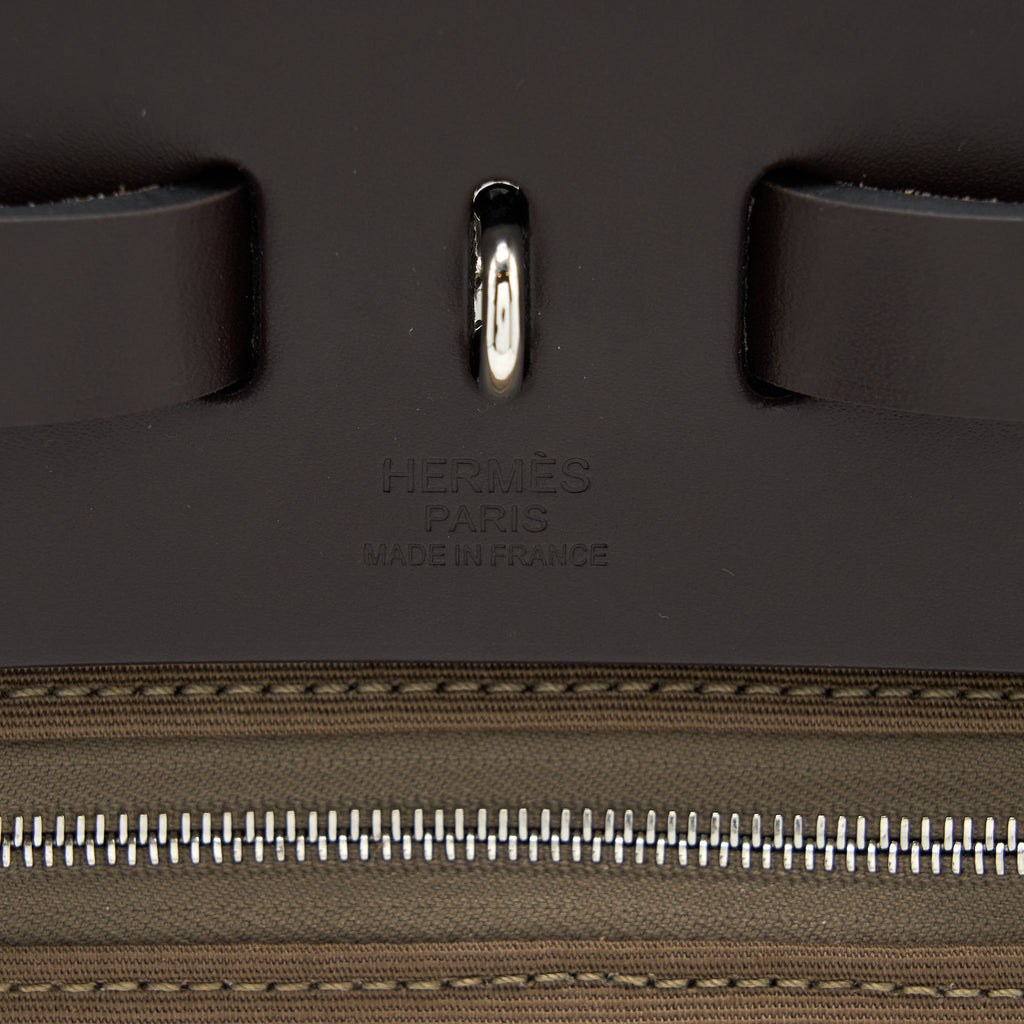 HERMES HERBAG ZIP 31 LEATHER/CANVAS EBENE/ETOUOPE/DUNE SHW
