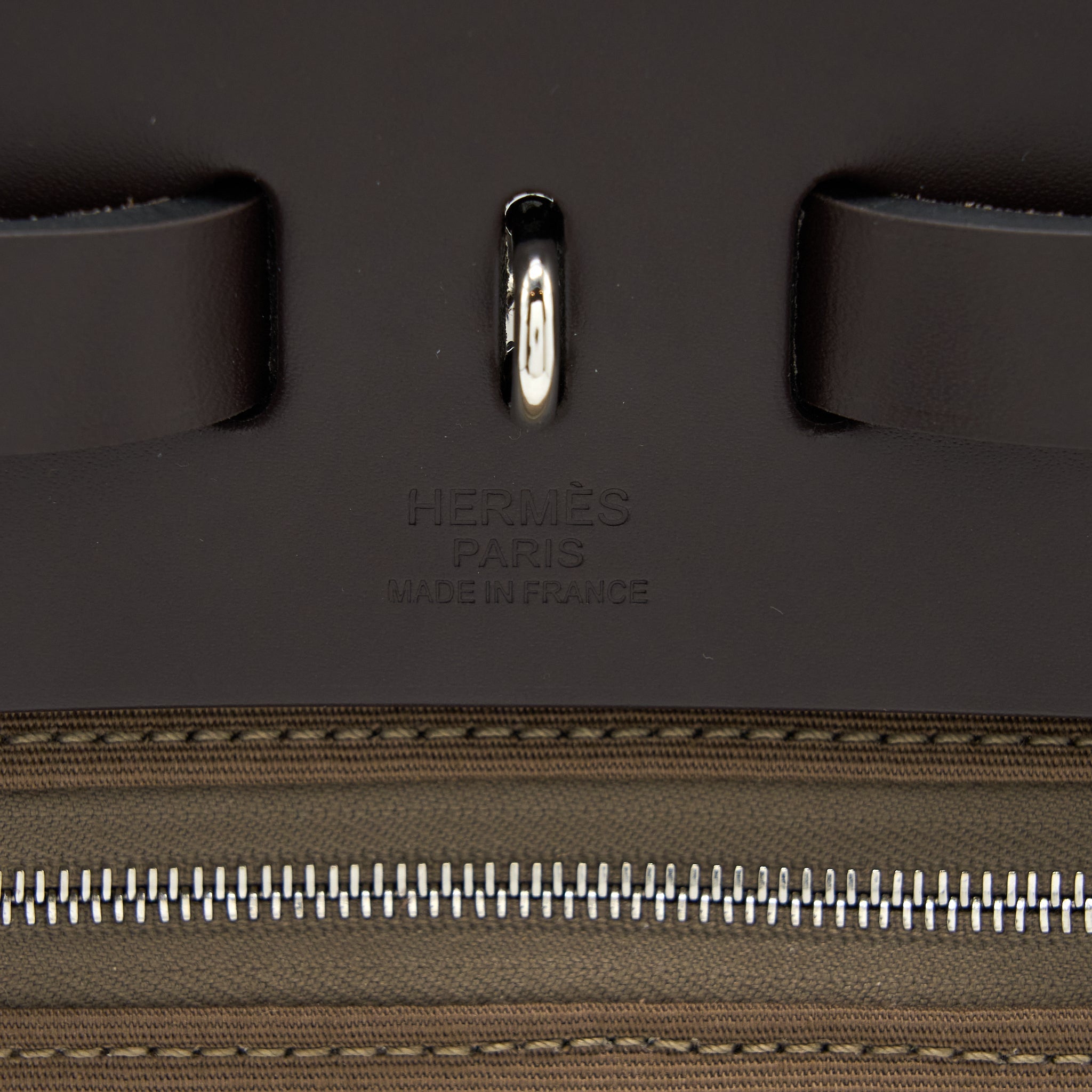 HERMES HERBAG ZIP 31 LEATHER/CANVAS EBENE/ETOUOPE/DUNE SHW